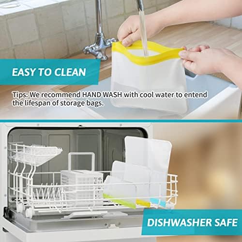 Csenyuer 12 Pacote de lavar louça de lavar louça Segura Bolsas de ziplock reutilizáveis ​​Salvador de prato de silicone Sacos