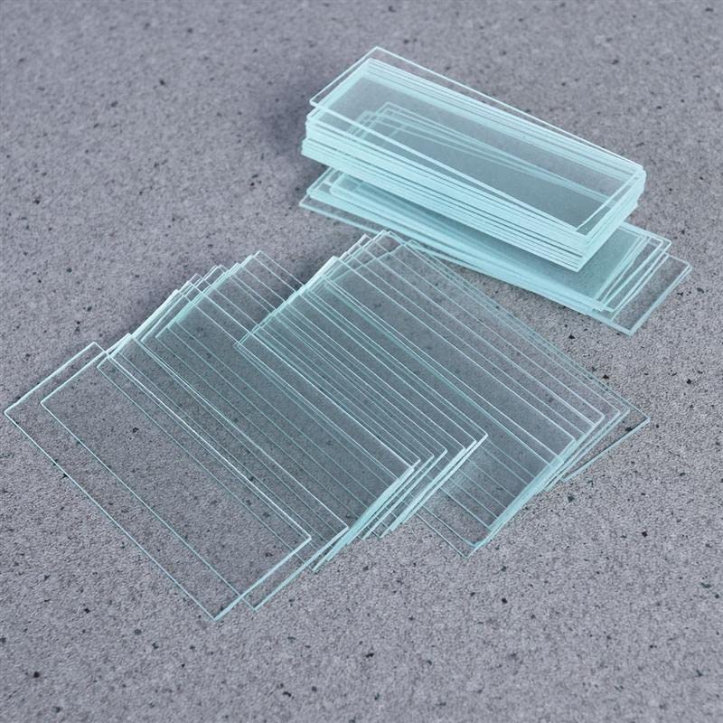 5 Pacote em branco Microscópio claro Tampa quadrada Tampa de vidro Slides Ferramentas de laboratório Conjunto de 0,94 polegadas x 1,96 polegada