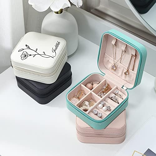 RWQDZOM Caixa de jóias de viagem personalizada para meninas mulheres, caixa de jóias personalizadas Caixa de organizador de jóias