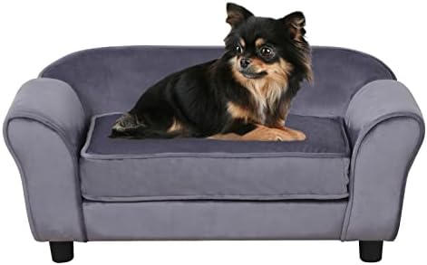 Sofás e cadeiras de cachorro/camas de cachorro com tecido de veludo macio/sofá -cama durável/sofá de gato/moldura de madeira com almofada confortável lavável para descanso de cachorro médio usando