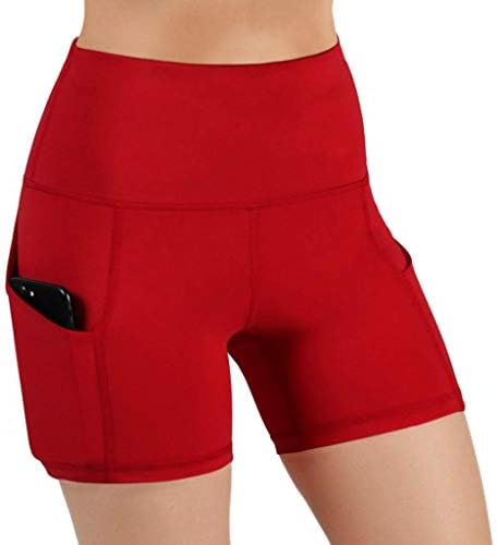 Hanzhan que executa shorts para mulheres shorts de ioga de quadril alongam fitness lady bolso de alta cintura de cintura