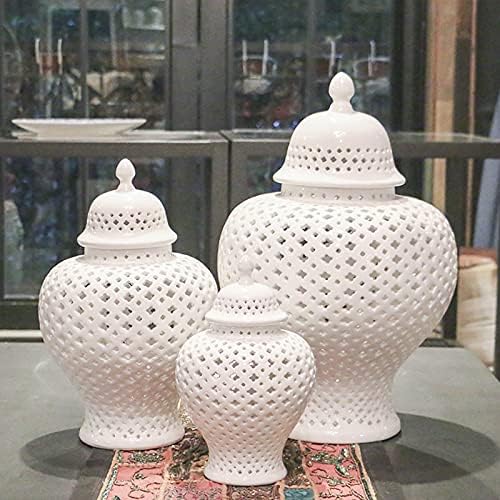 Frascos de cerâmica, jarra de chá, frascos de armazenamento em estilo chinês, jarro de cerâmica jarra branca jarra de gengibre com