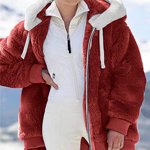 Suéteres uocuffy para mulheres jaquetas de lã casual inverno quente e grosso zíper difuso moleto