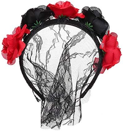 Dia da faixa da cabeça morta Halloween Floral Wedding Wedding Rose Flower Crown