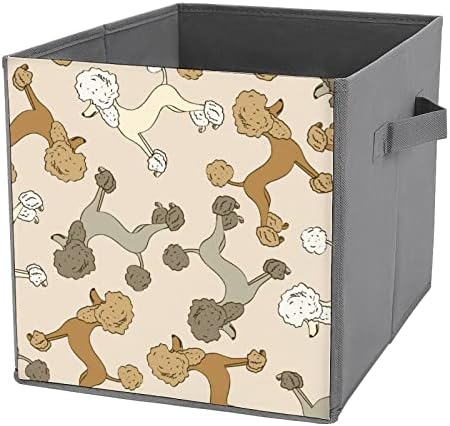 POODLE PET DOGS Padrão de tela colapsível Bins de armazenamento Cobertizador de cubos com alças para carro de escritório em casa