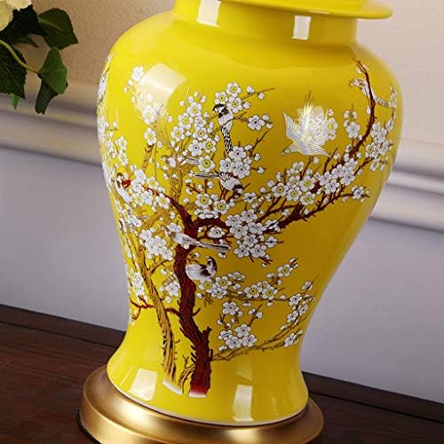 Lâmpadas de mesa de Fehun, lâmpada de mesa cerâmica pintada à mão com padrão de flor e pássaro, sala de estar de cabeceira à noite Luz