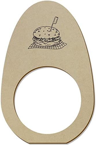 Azeeda 5 x 'hambúrguer' anéis/suportes de guardanapo de madeira
