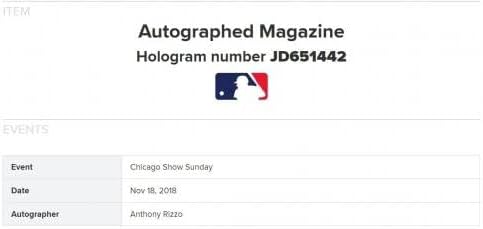 Anthony Rizzo assinou 14/11/16 Cubs Sports Illustrated MLB Authenticed - Revistas MLB autografadas autografadas