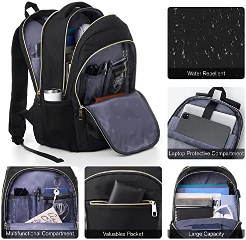 Mochila de viagem de negócios RJEU, laptops duráveis ​​anti -roubo com porto de carregamento USB, backpack da escola resistente