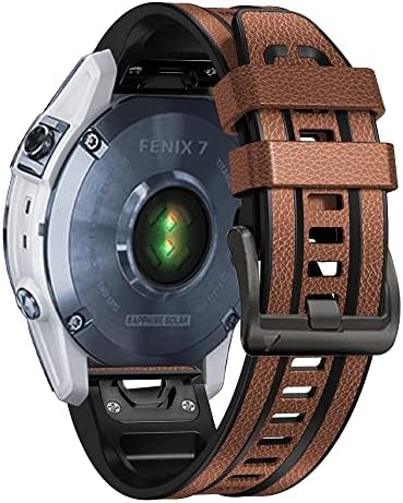 DJDLFA nova pulseira de 22/26mm para Garmin Fenix ​​7 7x 6 6x Pro 5 5x mais 3hr Smart Watch Leather + Silicone