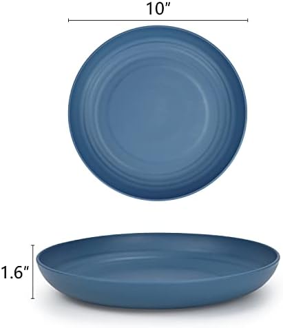 Placas de jantar homienly profunda Conjunto de 8 alternativa para placas de plástico Microondas e lava -louças Placas de palha de trigo seguras para pratos infantis inquebráveis ​​com 4 cores