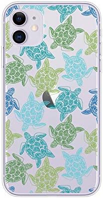 Caso do iPhone 11 de Blingy, Padrão de tartaruga divertida Design de peixes oceanosos Cool Projetar Animal Praia Estilo Transparente TPU Soft Protetor Clear Case Compatível para iPhone 11 6.1