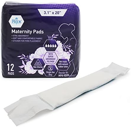 Medor de maternidade pós-parto do Med Pride [12 almofadas]- Almofadas extra-absorventes pós-nascimento com adesivo durável-