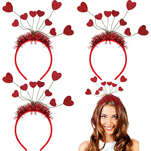 3 peças Dia dos namorados Dia Red Heart Head Bopper Bandeira de lantejoula Glitter Tassel Capace