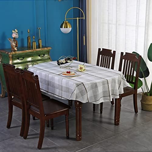 TRCZZONE OVAL Oval Rústico Trepa de mesa bege e bordados fortes marrons Bordado de tecido de tecido resistente à cozinha lavável sala de estar decoração de 60 x 84 polegadas