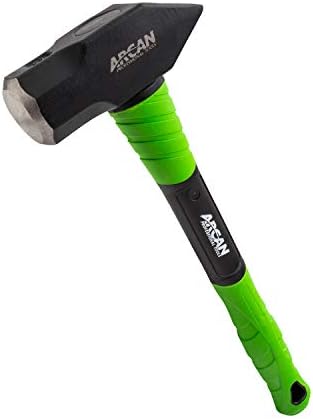 Arcan 4 lb Cross Peen Hammer com alça de fibra de vidro 3G de 16 polegadas com garras de borracha e cabeças forjadas de