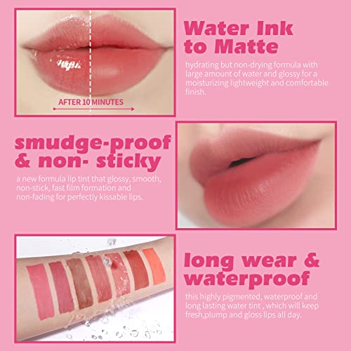 Kimuse Water Gel Lip Tint 6 Cores Conjunto e tonalidade de lábios de água