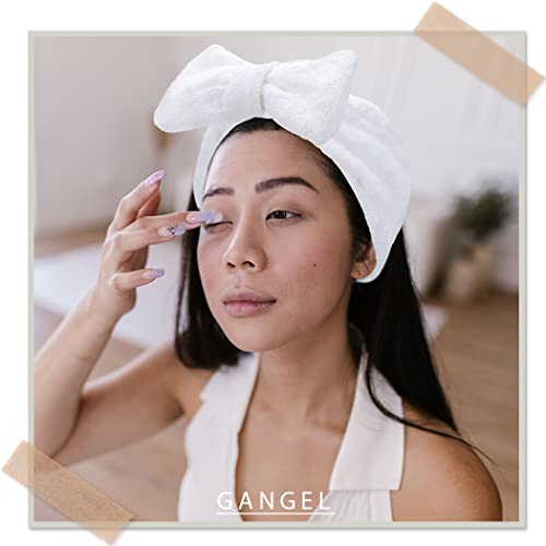 Gangel 2 pacote fofo spa fofa para a cabeça e pulseiras conjunto de maquiagem de maquiagem de cor sólida para lavar o rosto de fibra