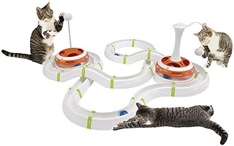 Ferplast Interactive Cat Toy Magic Circle, Brinquedo de gato de gato, circuito modular, bola colorida incluída, Ø 40 x