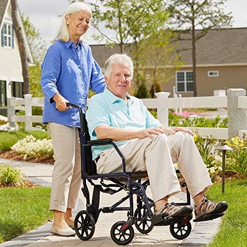 Mysgyh Yangping- cadeira de rodas dobrável, cadeira de transporte de 19 polegadas com cadeira de roda de pé para viagens e armazenamento