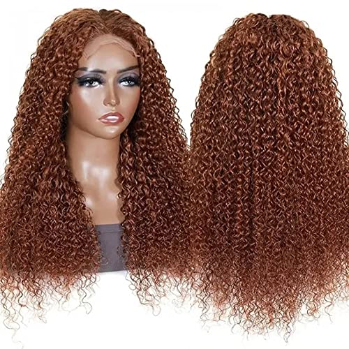 Yiroo Hair Auburn Brown 13x4 Perucas dianteiras de renda Humanos Jerry Curly Wigs For Women 10a Remy Chaeiro Brasileiro