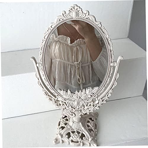 Aeiofu Oval Combattop Espelho Vintage Espelho de mesa Vintage Mapivo de maquiagem Vintage espelho de espelho de mesa de mesa com decoração antiga para vestir banheiro