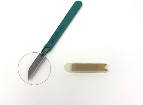 Bisturias descartáveis ​​Tamanho da lâmina cirúrgica estéril 14 Aço inoxidável com alça de plástico e linha métrica caixa