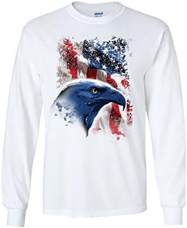 American Bald Eagle Manga Longa T-shirt Flag 4º de julho Tee patriótico