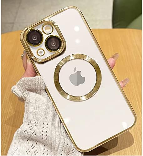 Lzghoyf Clear Caso para iPhone 14 Protetor de lente de câmera de caixa magnética compatível com magsafe elegante capa de caixa para