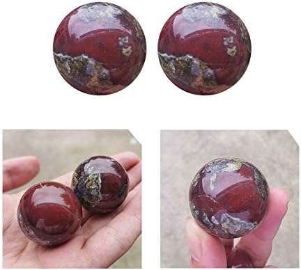 Acxico 2pcs 30 mm Pequeno dragão Blood Stone Quartz Sphere Crystal Ball Reiki Healing