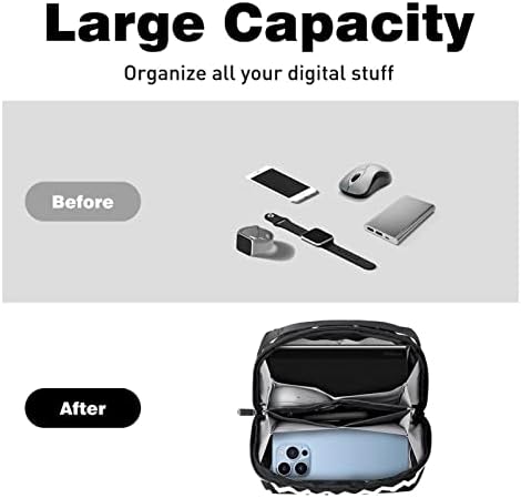 Bolsa de bolsas de organizador eletrônico portátil Bolsa de armazenamento de cabo de viagem branca preta para discos rígidos, USB, cartão SD, carregador, banco de energia, fone de ouvido