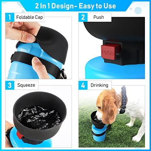 Garrafa de água de cachorro 28oz, dispensador portátil de tigela de água para cães para viajar para caminhada, tigela de água