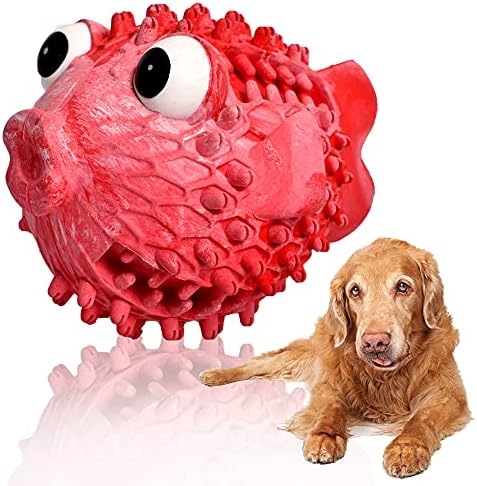 Brinquedos de cachorro estridentes para mastigadores agressivos, Indestrutível Pufferfish Dog interativo Puzzle de abaixamento
