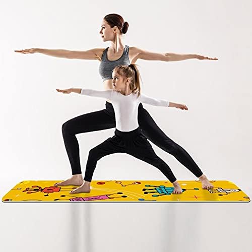 Yoga Mat Yellow Pattern Eco Friendly Non Slip Fitness Exercition tapete para pilates e exercícios de piso