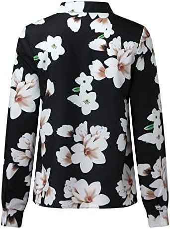 Mirks for feminino de manga comprida V Camisa impressa solta camisa casual Tops Sops de manga curta Dressy