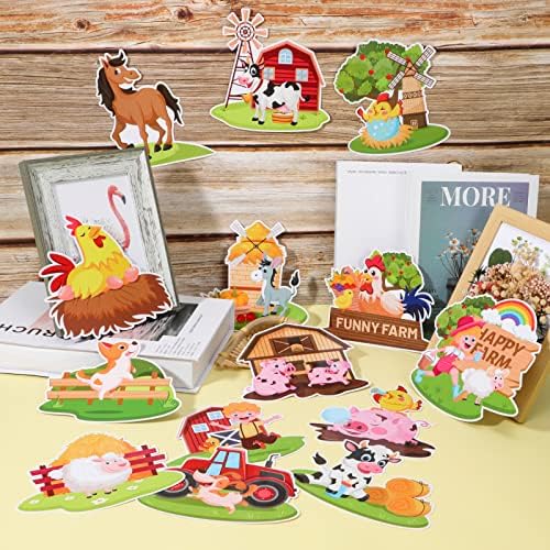 MWOOT 45 PCs Farm Animais Cuttout Corte de papelão de impressão de dupla face, papel de aviso de papel com pontos