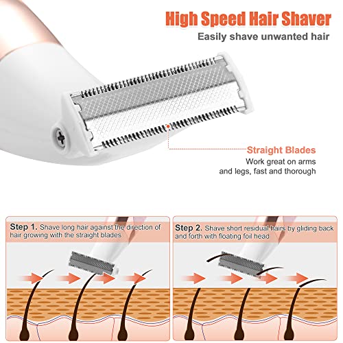 Vocoste Electric Razor for Women, 5 em 1 barbeador elétrico para mulheres, aparador de cabelo recarregável portátil Menas molhadas e sem fio seco Removedor de cabelo de barbeador para rosto, pernas e biquíni, rosa