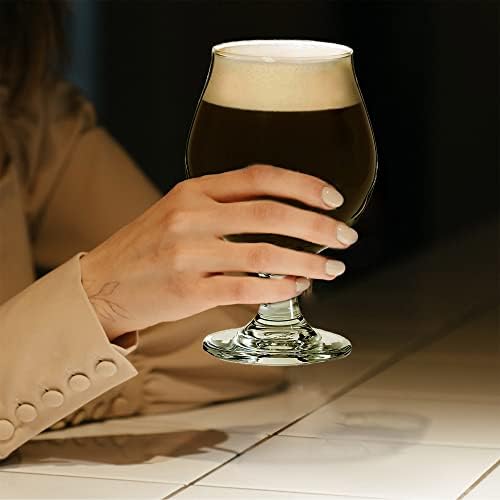 Ecodesign -Us 2 copos de cerveja Tulipe de estilo belga - 16 onças - Conjunto de 2 com montanhas -russas - Aniversário Housewarming