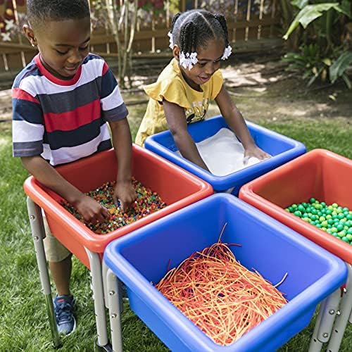 ECR4KIDS 4-PESTRA E ARANDA E ÁGUA AJUSTÁVEL TABLE, BINS SENSORIAL, AZUL/RED