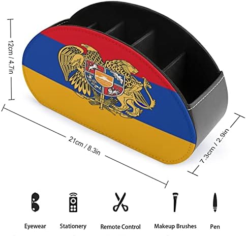Titular/bandeja/bandeja/bandeja de controle remoto do emblema nacional armênia com 5 compartimentos PU Organizador de couro