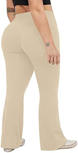Calças de ioga de bootcut de tamanho grande feminino cruzam altas pernas largas pernas de perna de perna de bootleggings