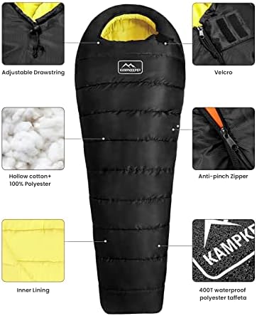 Sacos de dormir para adultos - bolsa de dormir leve para acampar, mochila e caminhada -3 Temporada quente e frio clima - verão