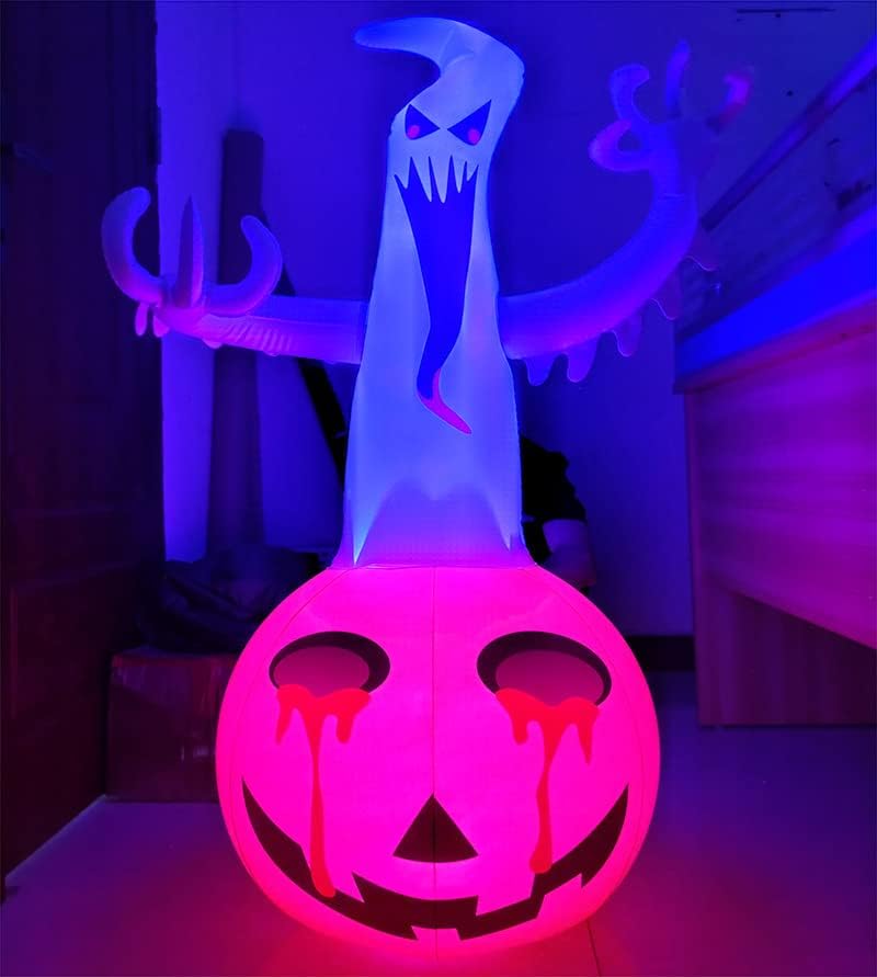 TZSMAT 4 pés de abóbora inflável de abóbora Decoração de Halloween LED acende para o gramado de quintal ao ar livre