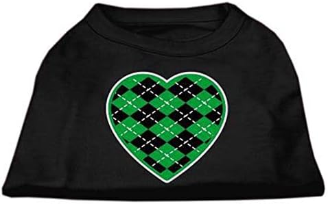 Mirage Pet Products Argyle Heart Green Screen Print camisa preta LG