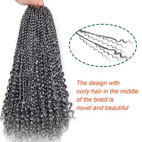 Cabelo de crochê de 12 polegadas para mulheres negras 8 Pacote de deusa Baixa cinza tranças cabelos cabelos de crochê com pontas encaracoladas Boho Braiding Hair Hair