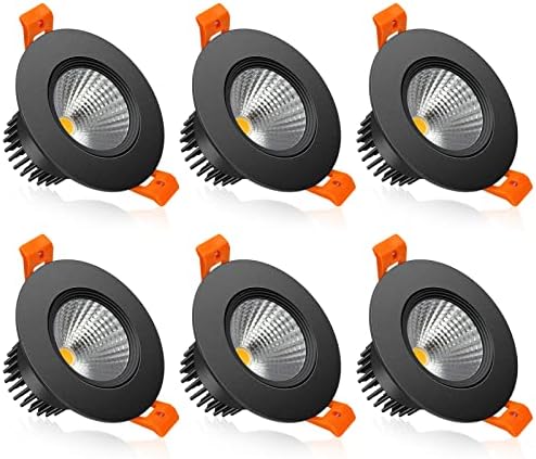 Yamawirou 2,5 polegadas LED de iluminação embutida, encaixe de espinheiro preto 5w 400lm, 3000k Warm White, CRI80, acabamento