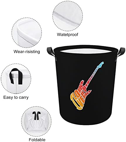 Cesta de lavanderia de guitarra de rock n 'roll com alças de lavanderia arredondada cesta de armazenamento para banheiro