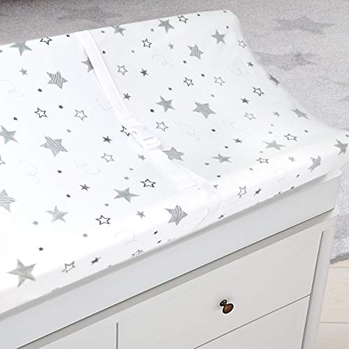 American Baby Company 2 pacote Impresso algodão Casto de algodão Cobertão de alteração Tampa da almofada de mesa - Compatível com Mika Micky Bassinet, Golden Yellow Stars/Super Stars, para meninos e meninas