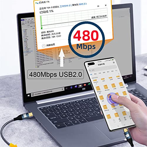 Cabo NFHK USB-C 240W Tipo-C 480Mbps 48V 5A Compatível com USB2.0 100W Carregamento para tablet laptop Phone 50cm