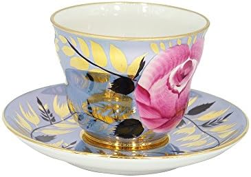 Lomonosov Porcelain Tea Cup e Pires Rose em preto 8,5 fl.oz/250 ml